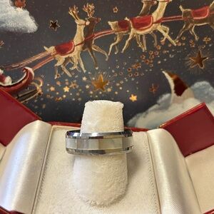 Men's Tungsten and Mother of Pearl Ring